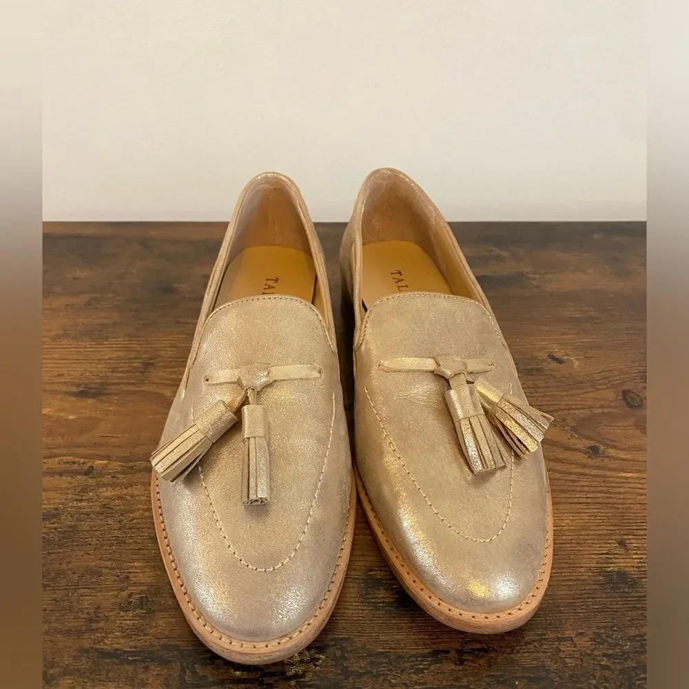 Talbots Leighton Tassel Loafers in Metallic Suede - Size 6.5
